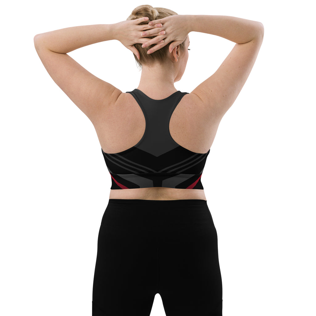 Black Recycled Longline Sports Bra - Snugoma