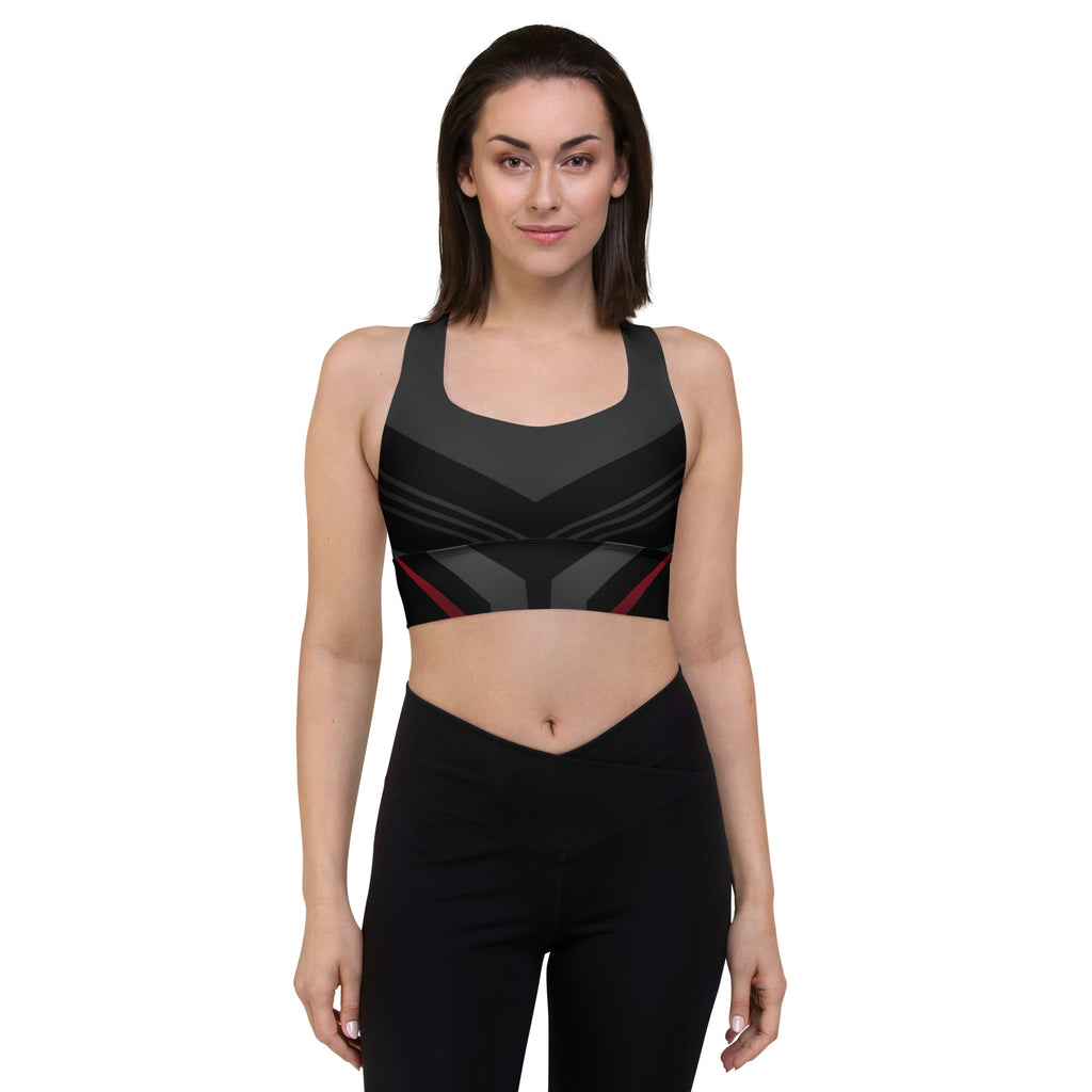 Black Recycled Longline Sports Bra - Snugoma