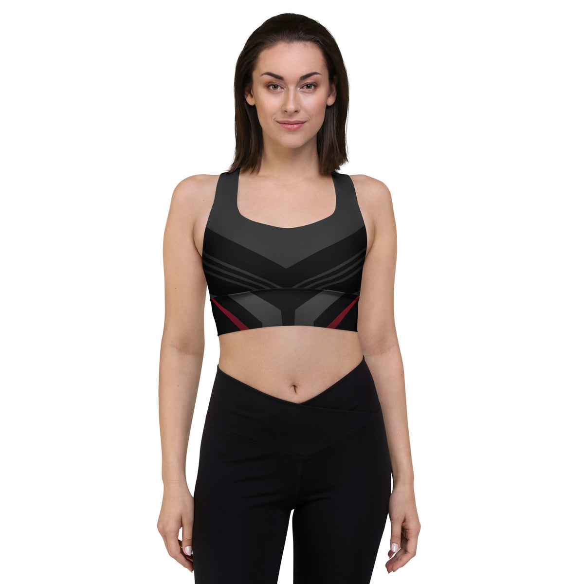 Black Recycled Longline Sports Bra - Snugoma