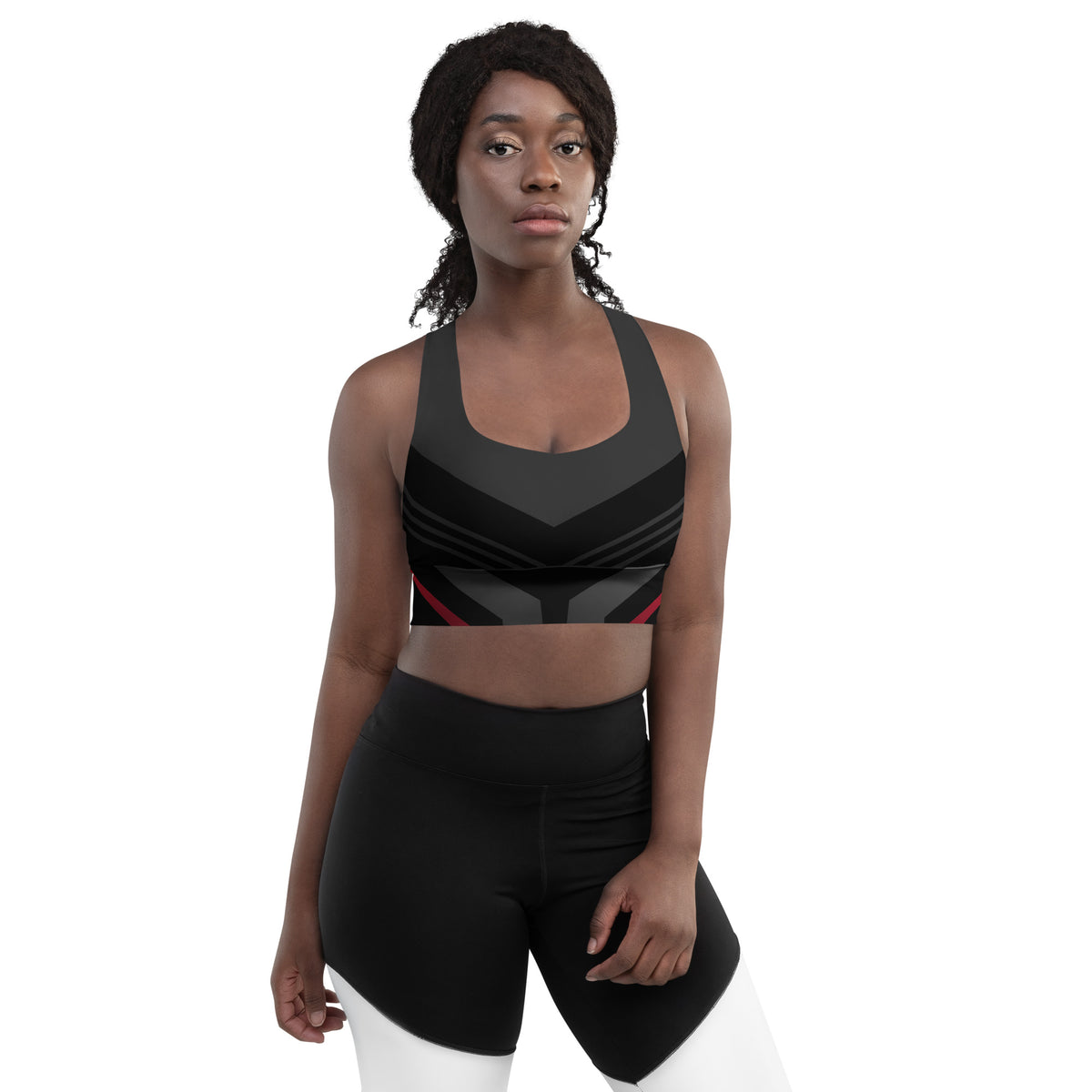 Black Recycled Longline Sports Bra - Snugoma