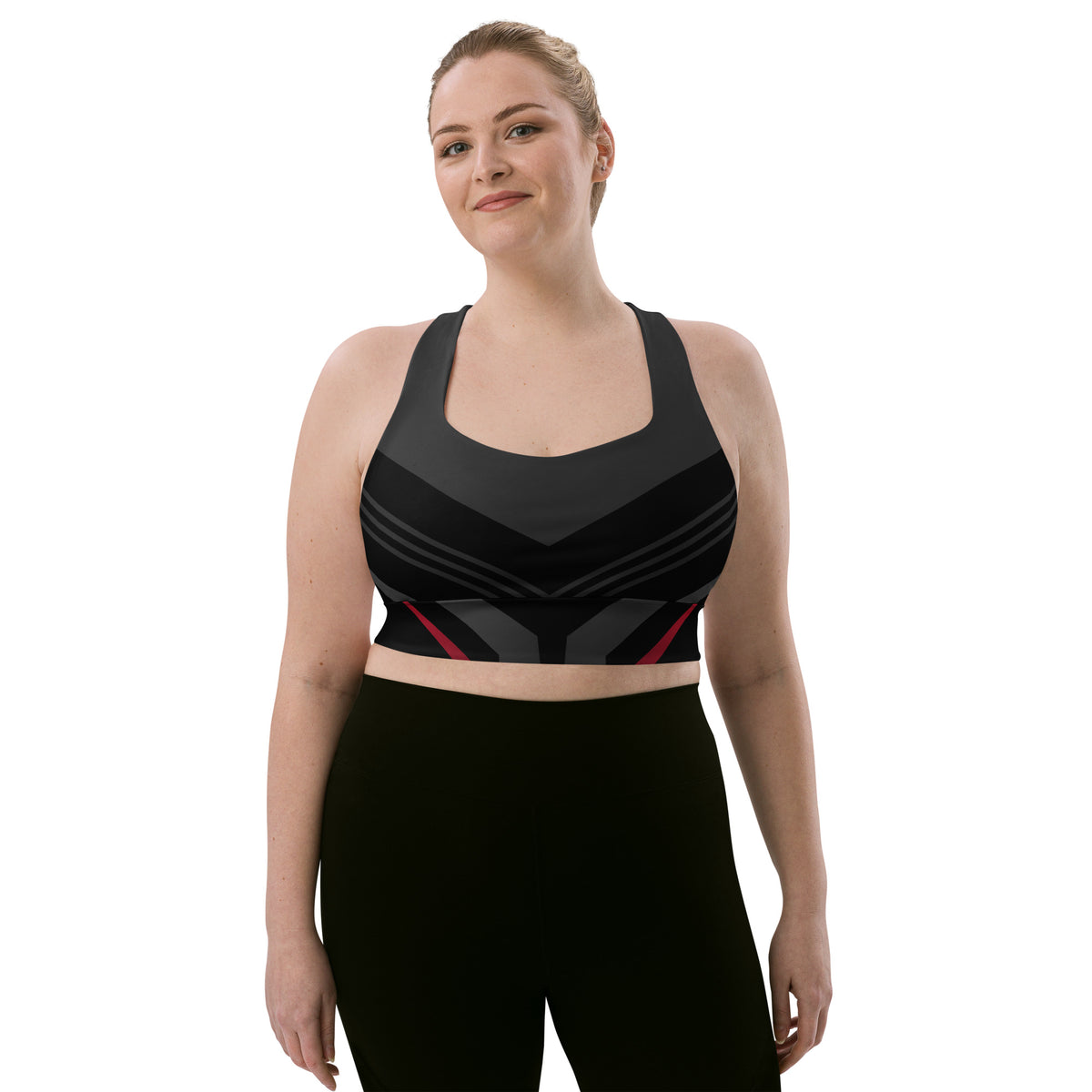 Black Recycled Longline Sports Bra - Snugoma