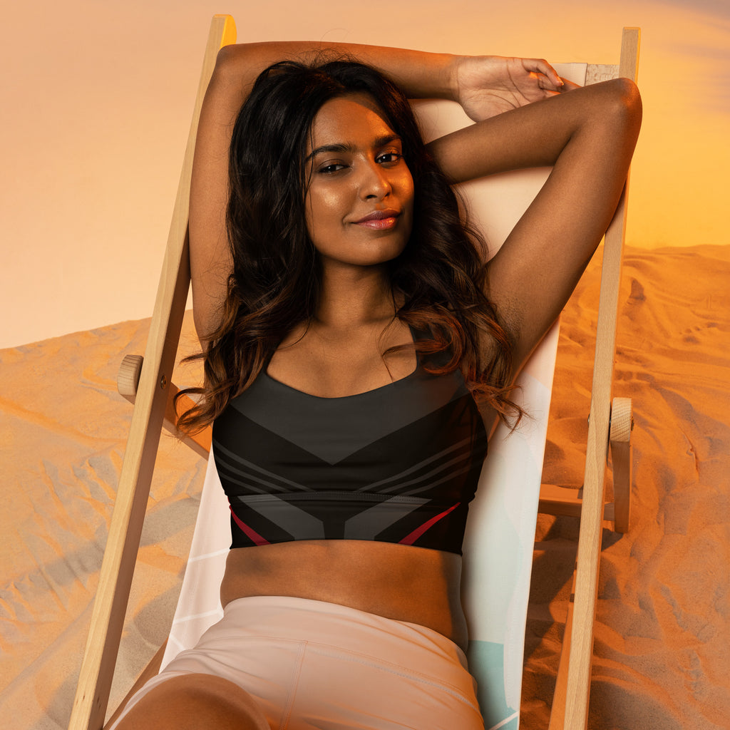 Black Recycled Longline Sports Bra - Snugoma
