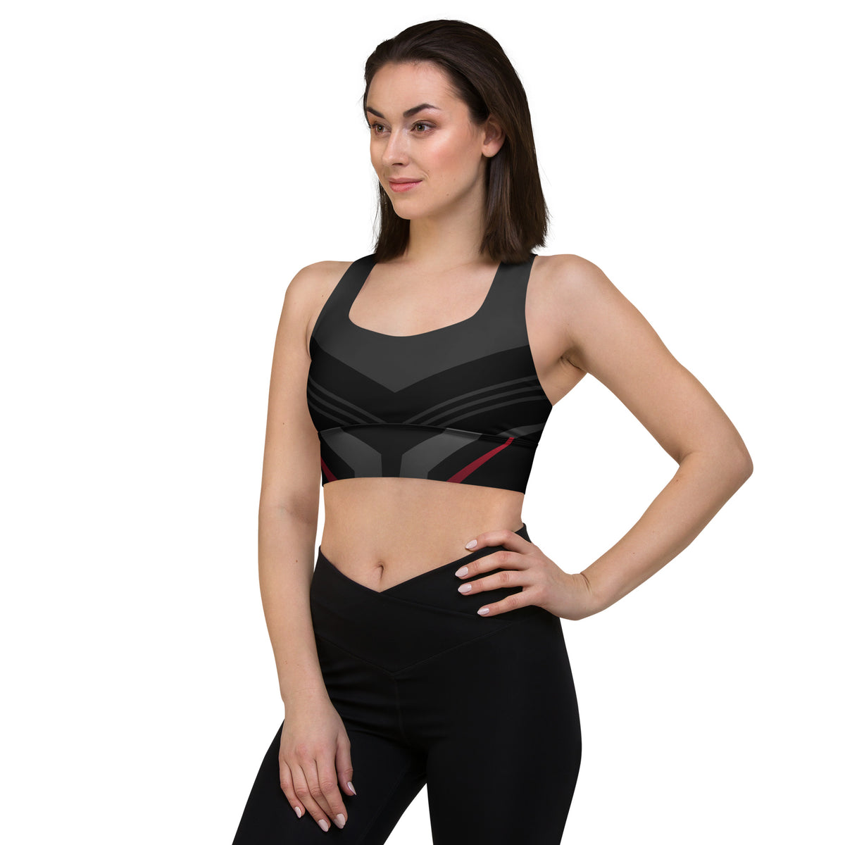 Black Recycled Longline Sports Bra - Snugoma