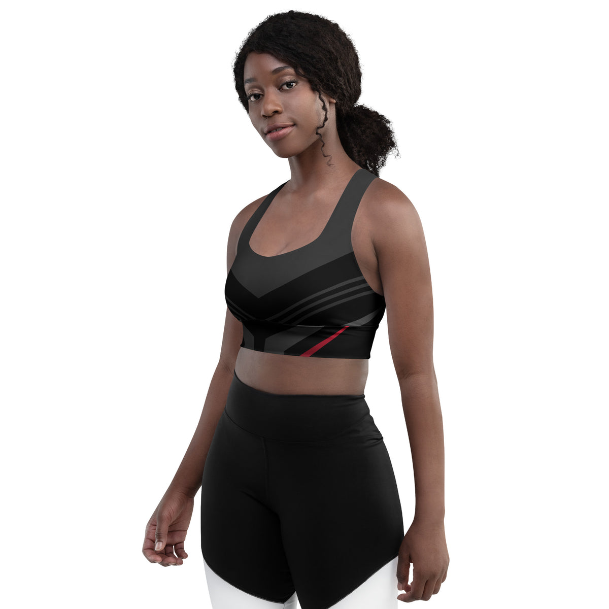 Black Recycled Longline Sports Bra - Snugoma