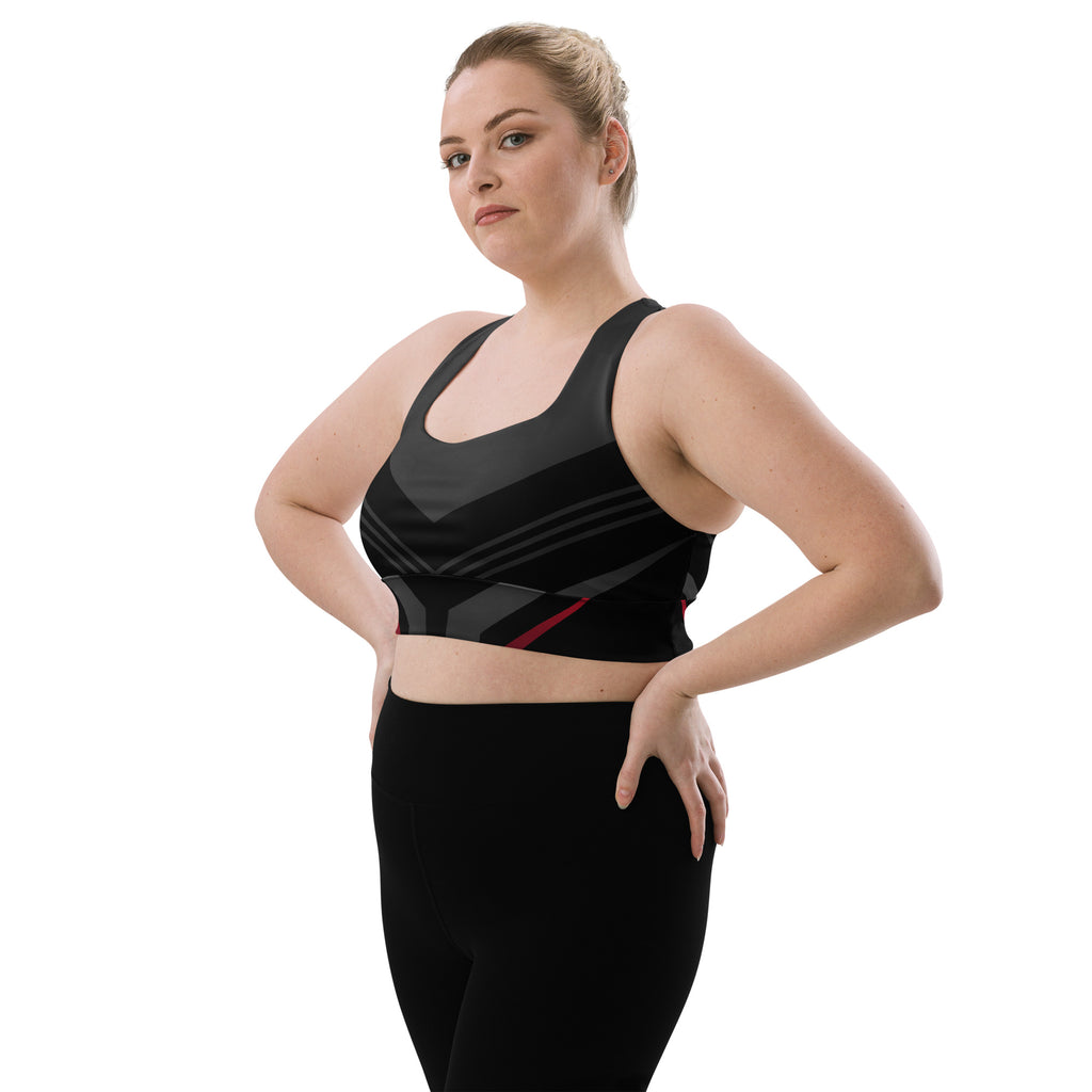 Black Recycled Longline Sports Bra - Snugoma