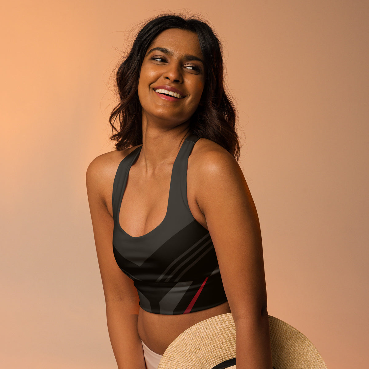 Black Recycled Longline Sports Bra - Snugoma