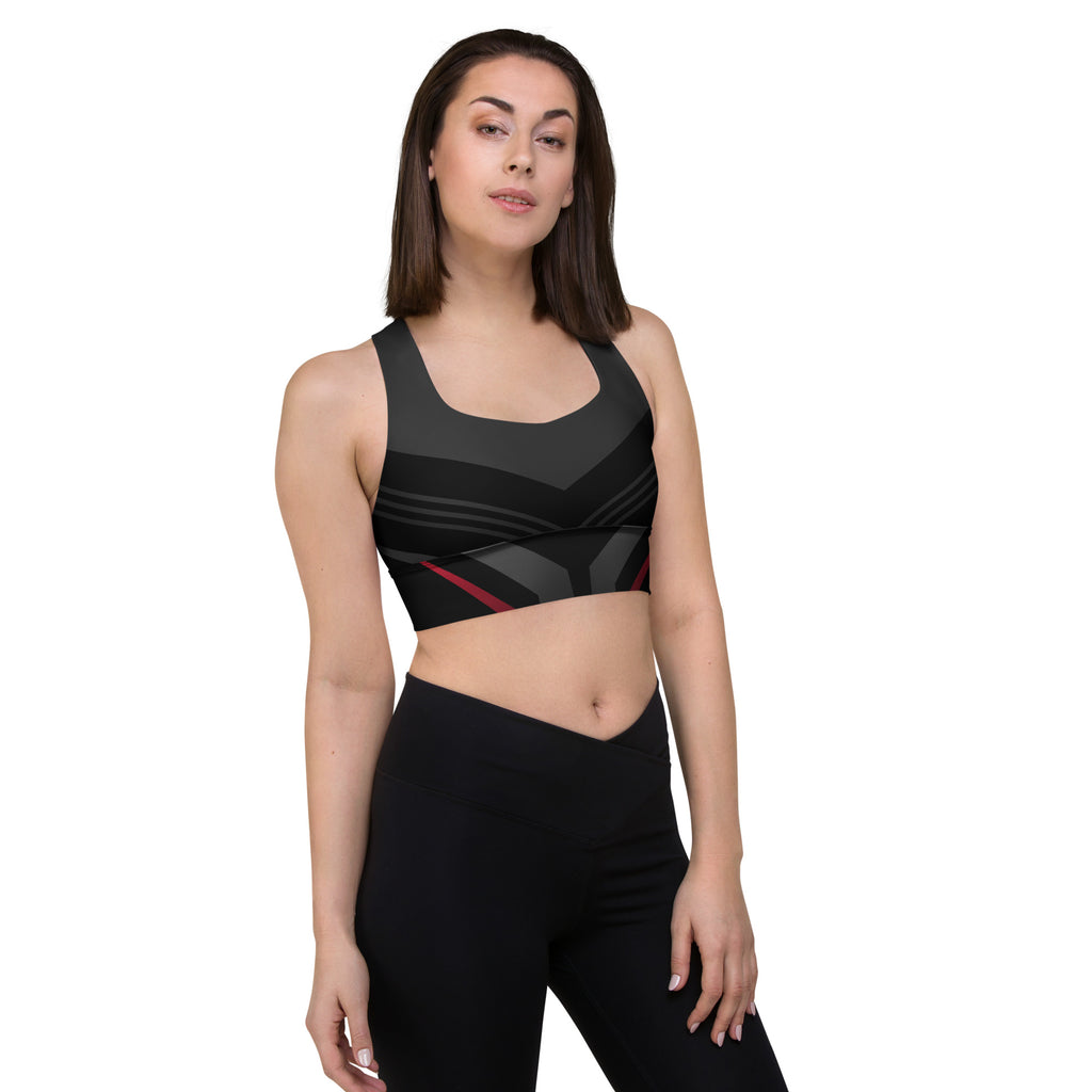 Black Recycled Longline Sports Bra - Snugoma