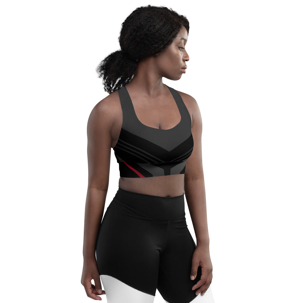 Black Recycled Longline Sports Bra - Snugoma