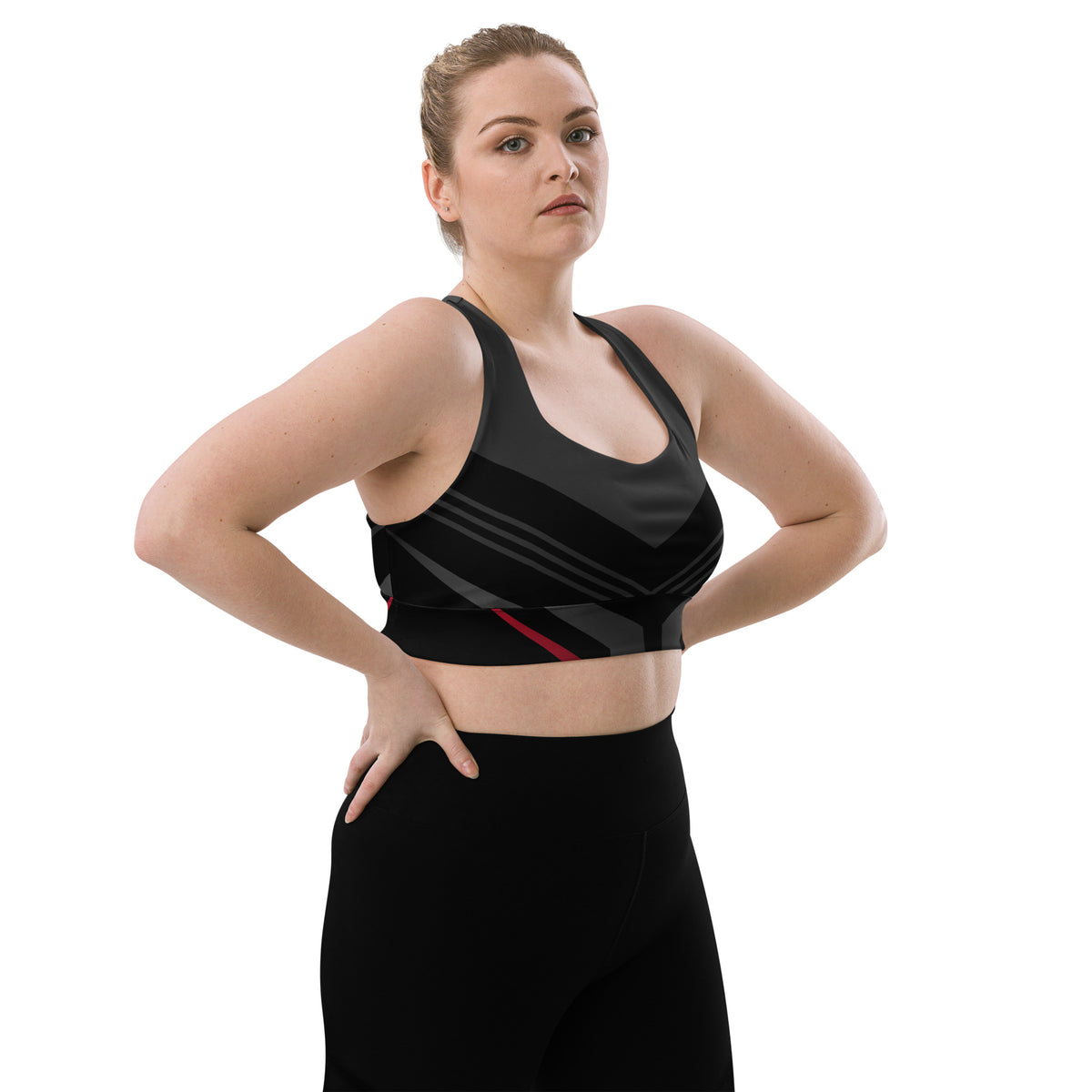 Black Recycled Longline Sports Bra - Snugoma