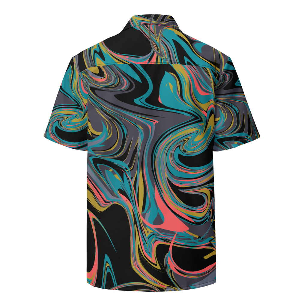 Men's Black Paint Swirl Button Shirt - Snugoma
