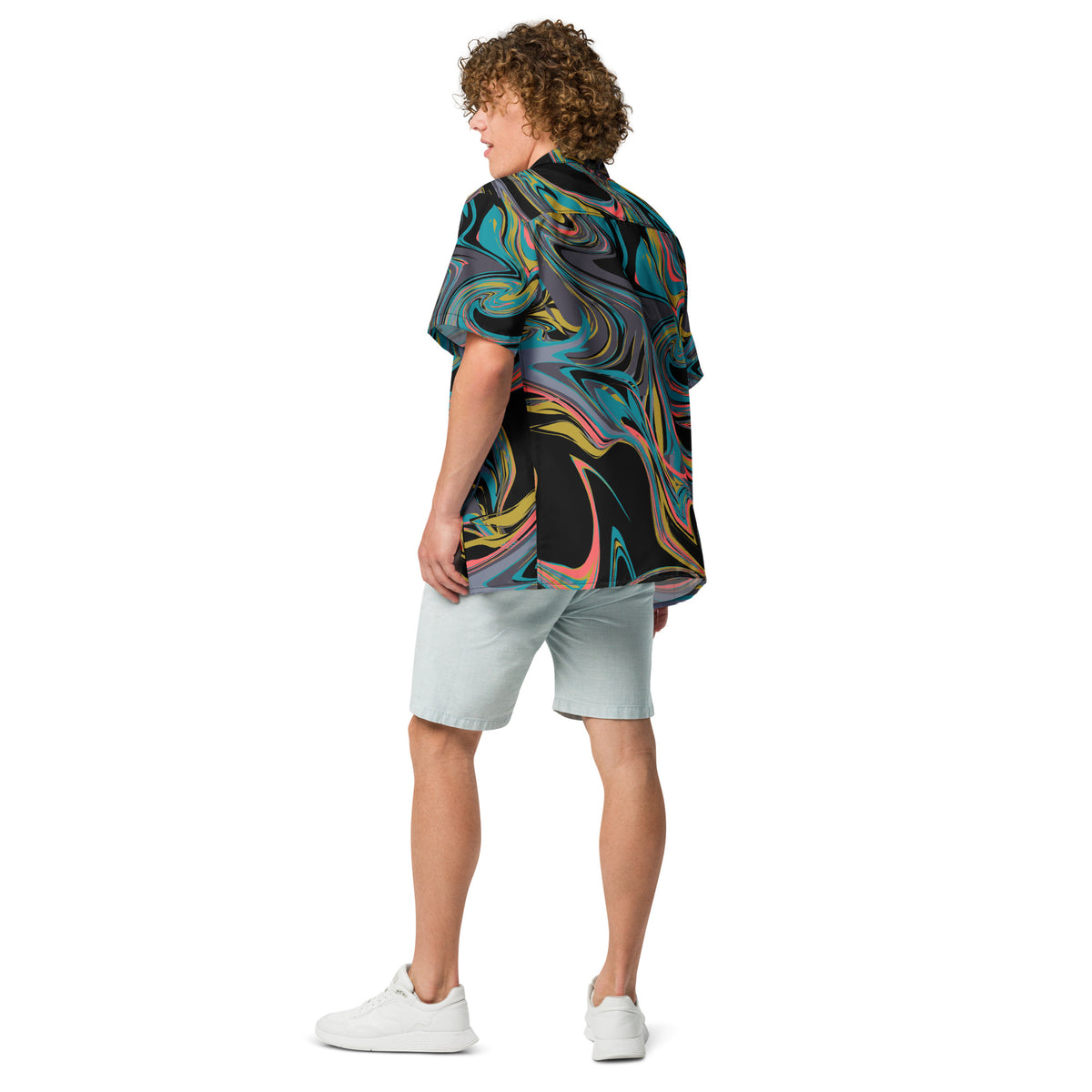 Men's Black Paint Swirl Button Shirt - Snugoma