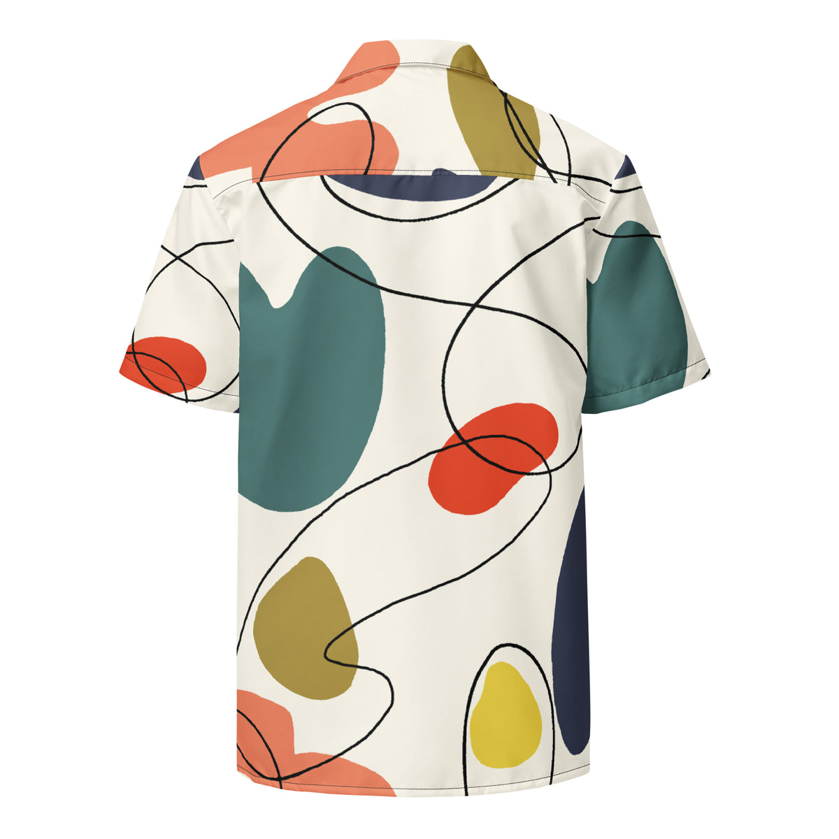 Men's White Geometric Button Shirt - Snugoma
