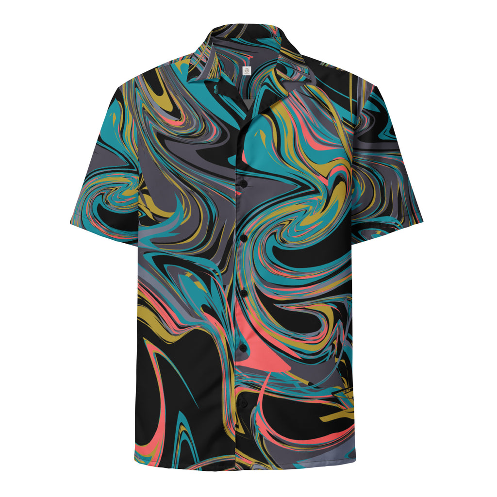 Men's Black Paint Swirl Button Shirt - Snugoma
