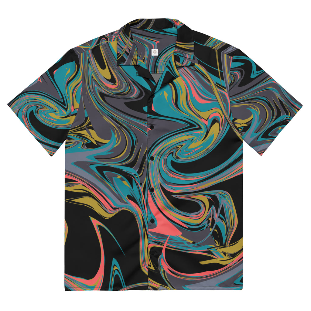 Men's Black Paint Swirl Button Shirt - Snugoma