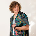 Men's Black Paint Swirl Button Shirt - Snugoma