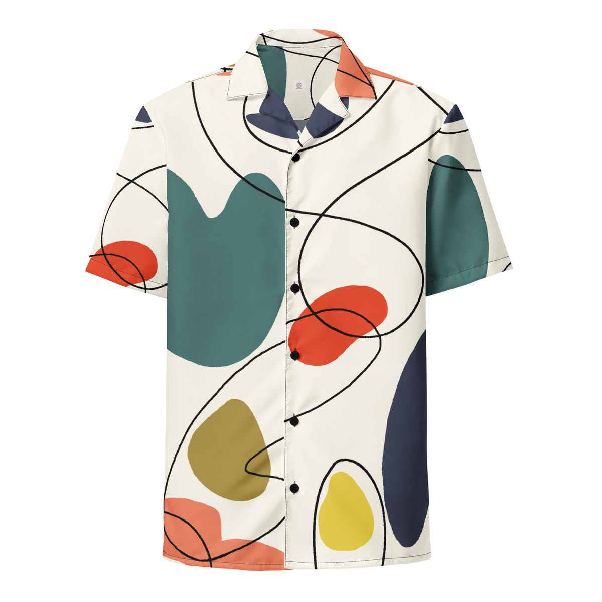 Men's White Geometric Button Shirt - Snugoma
