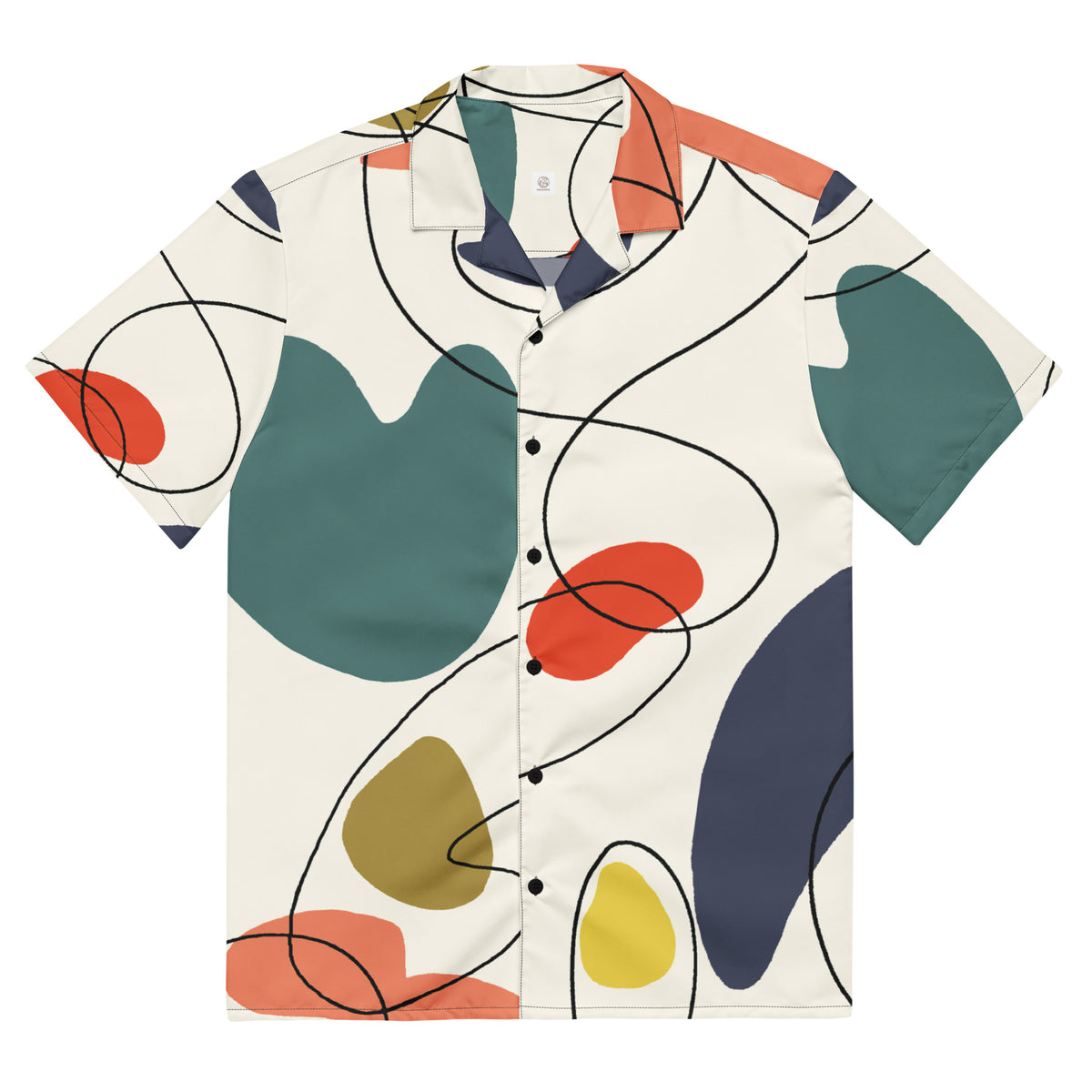 Men's White Geometric Button Shirt - Snugoma