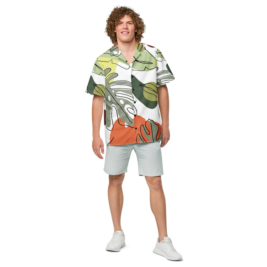 Men's Abstract Floral Button Shirt - Snugoma