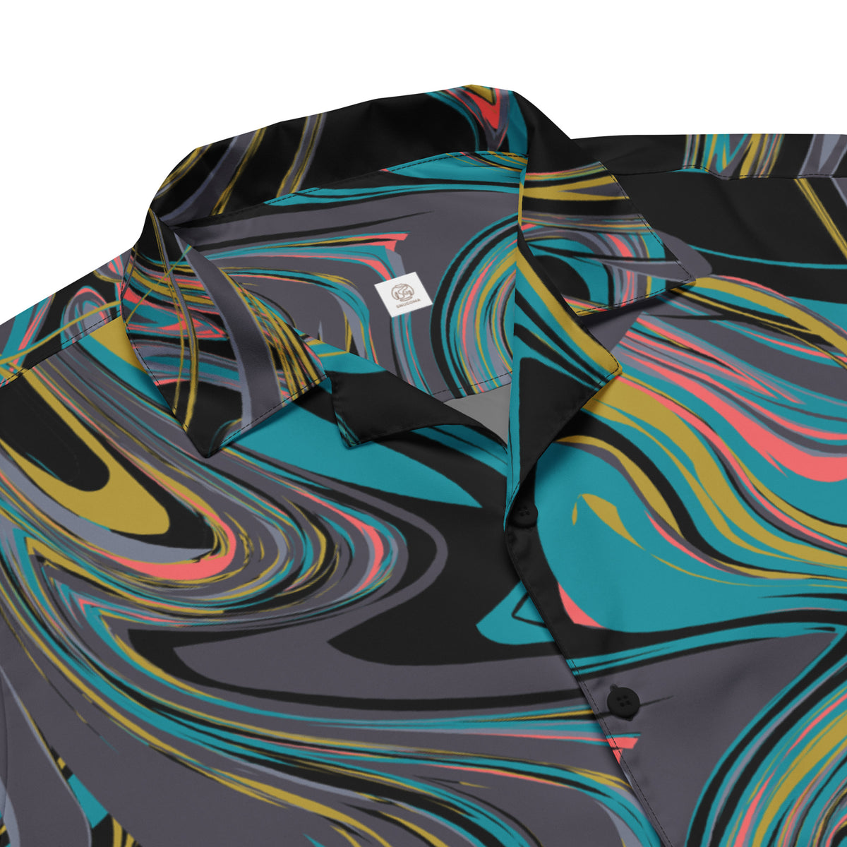 Men's Black Paint Swirl Button Shirt - Snugoma
