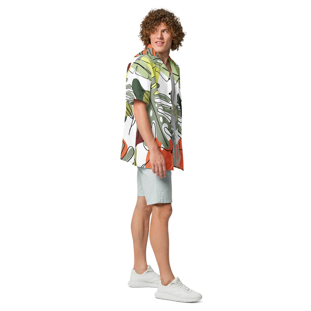 Men's Abstract Floral Button Shirt - Snugoma