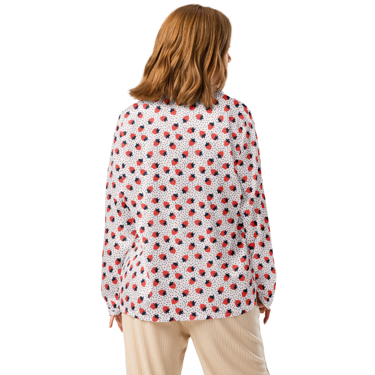 Women’s Strawberry Long Sleeve Pajama Top - Snugoma