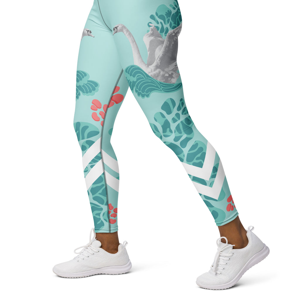 Swan Green Yoga Leggings - Snugoma