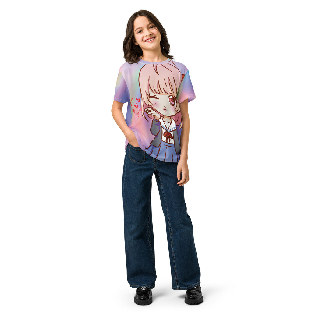 Anime Love Youth Cotton Crew Neck T-Shirt - Snugoma