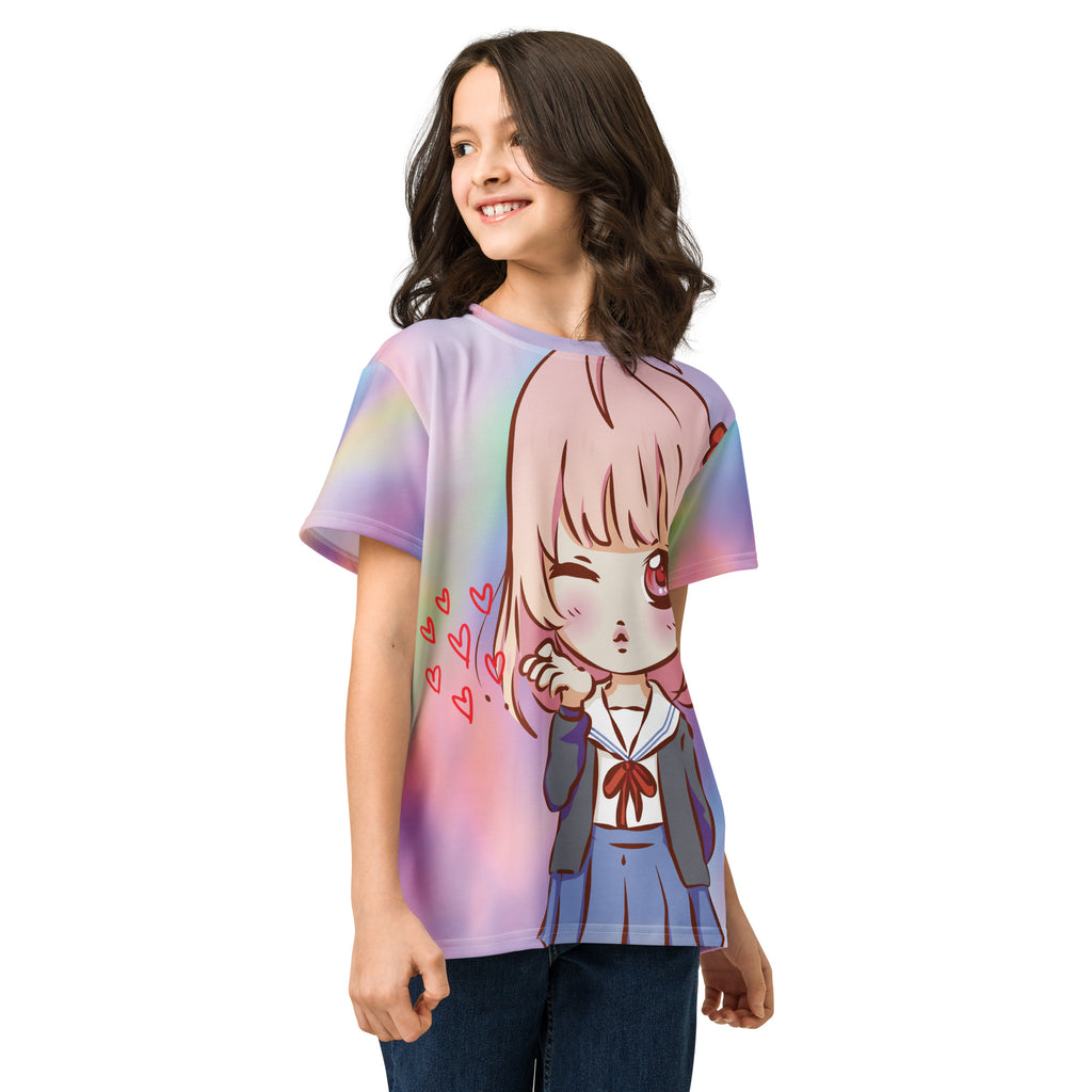 Anime Love Youth Cotton Crew Neck T-Shirt - Snugoma