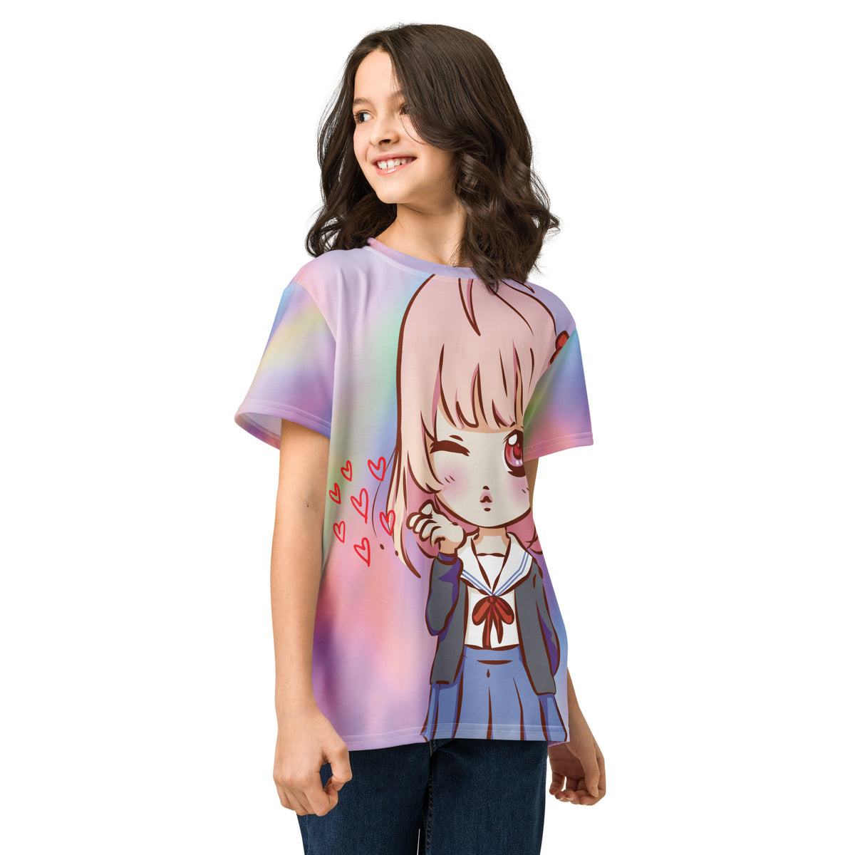 Anime Love Youth Cotton Crew Neck T-Shirt - Snugoma
