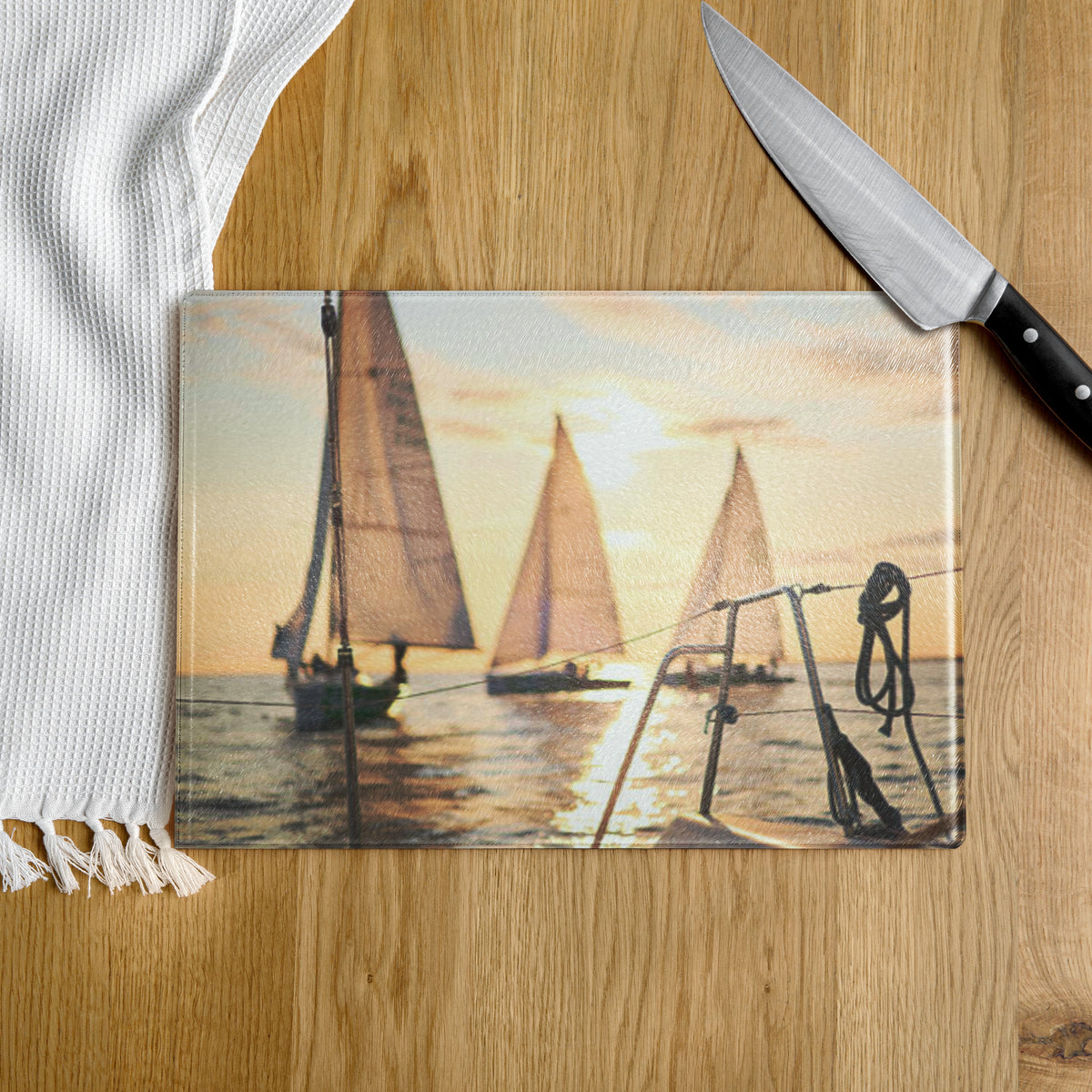 Sailboat Glass Cutting Board - Snugoma