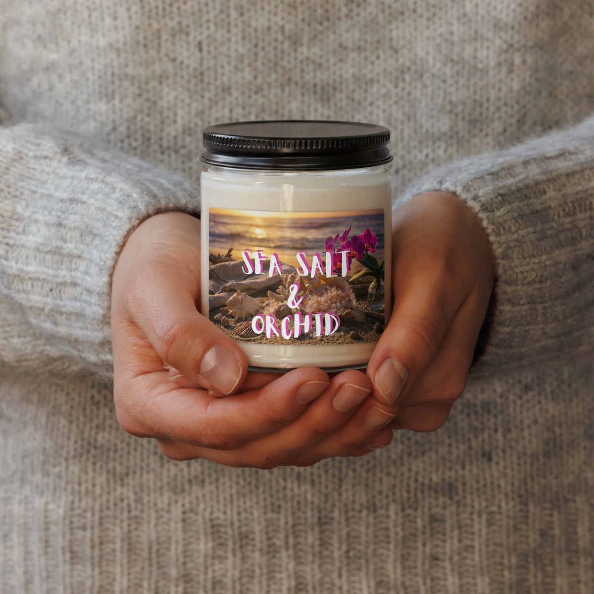 Sea Salt and Orchid Scented Soy Candle - Snugoma