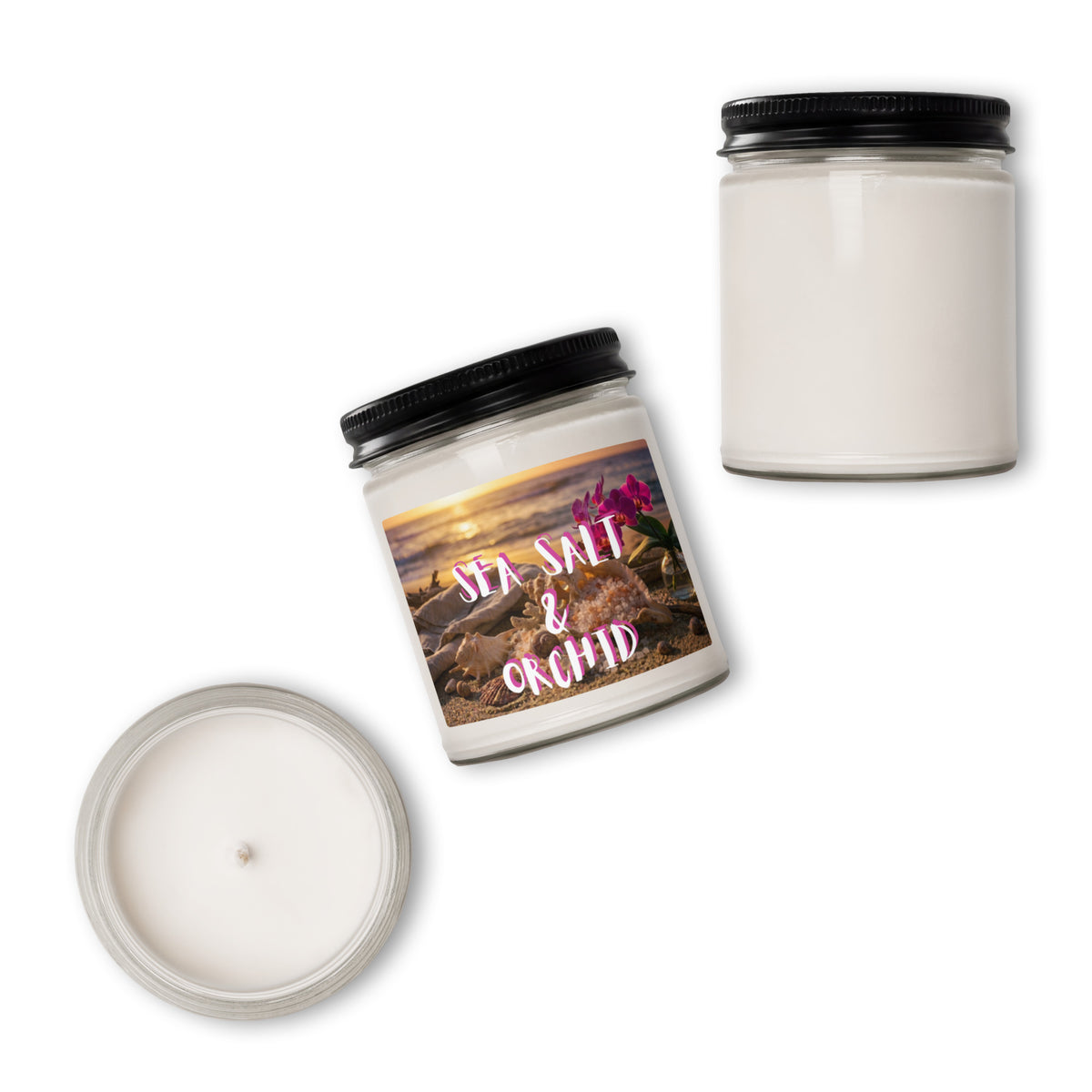 Sea Salt and Orchid Scented Soy Candle - Snugoma