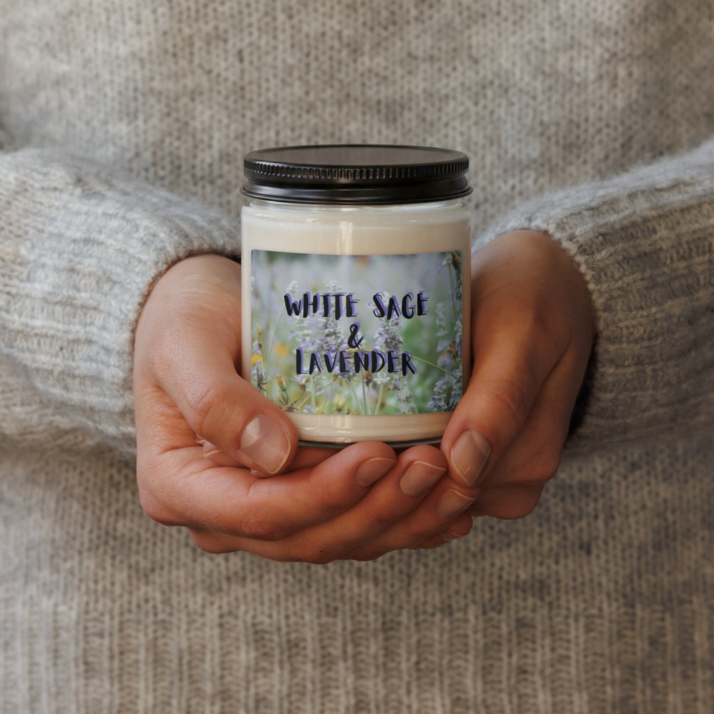 White Sage and Lavender Scented Soy Candle - Snugoma