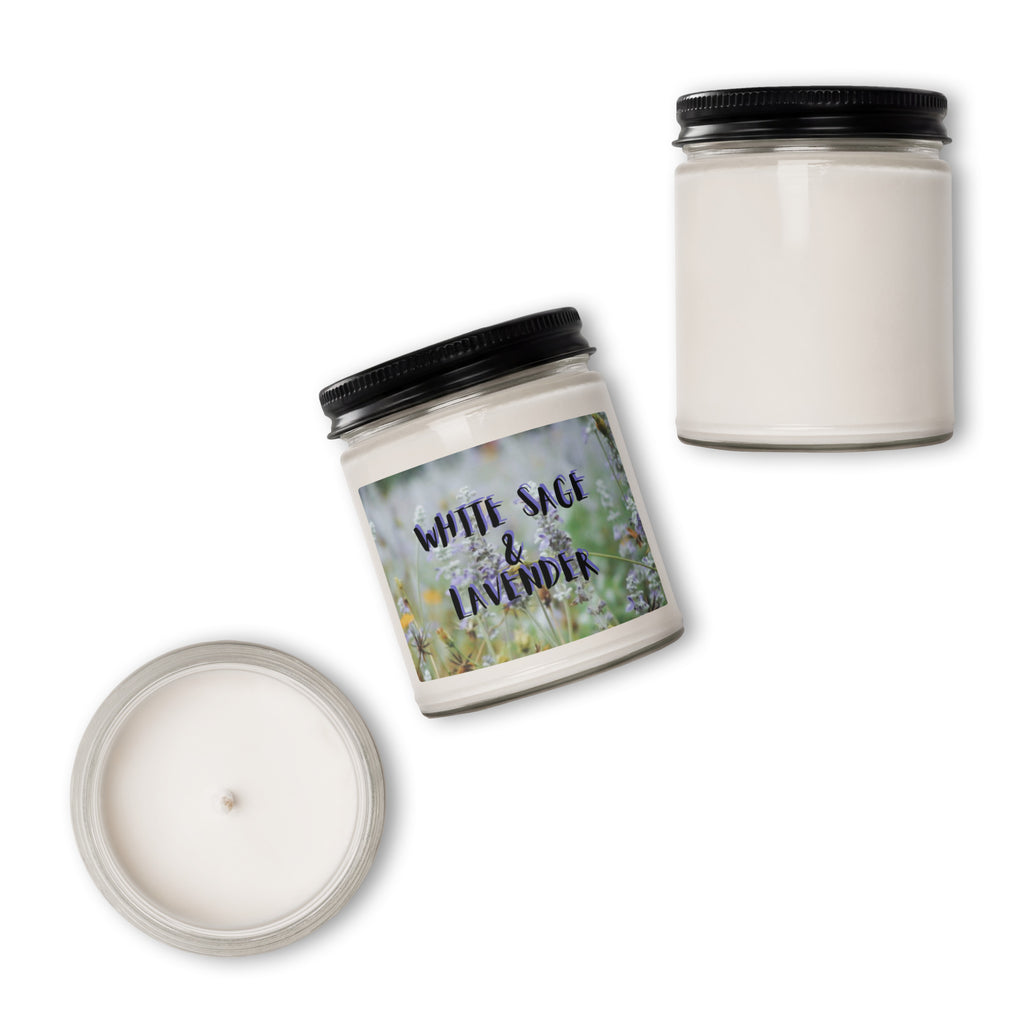 White Sage and Lavender Scented Soy Candle - Snugoma