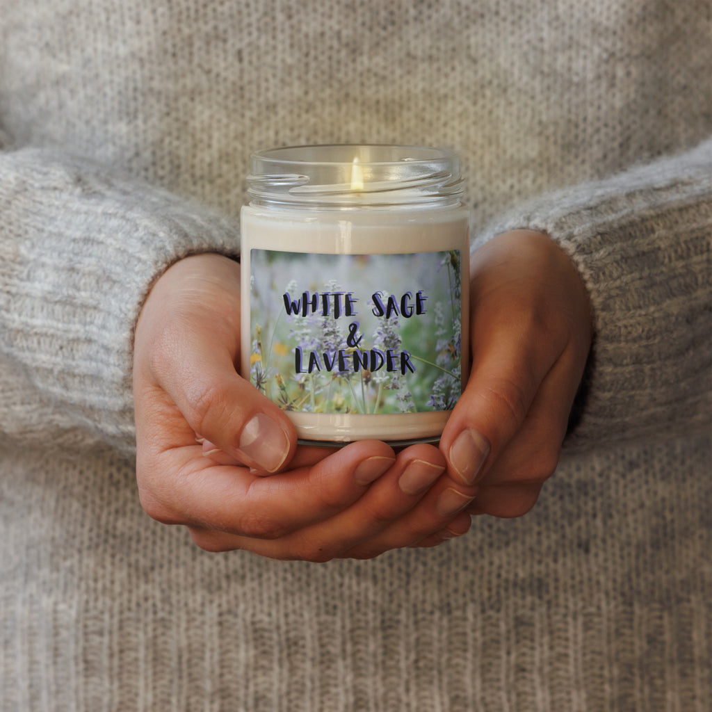 White Sage and Lavender Scented Soy Candle - Snugoma