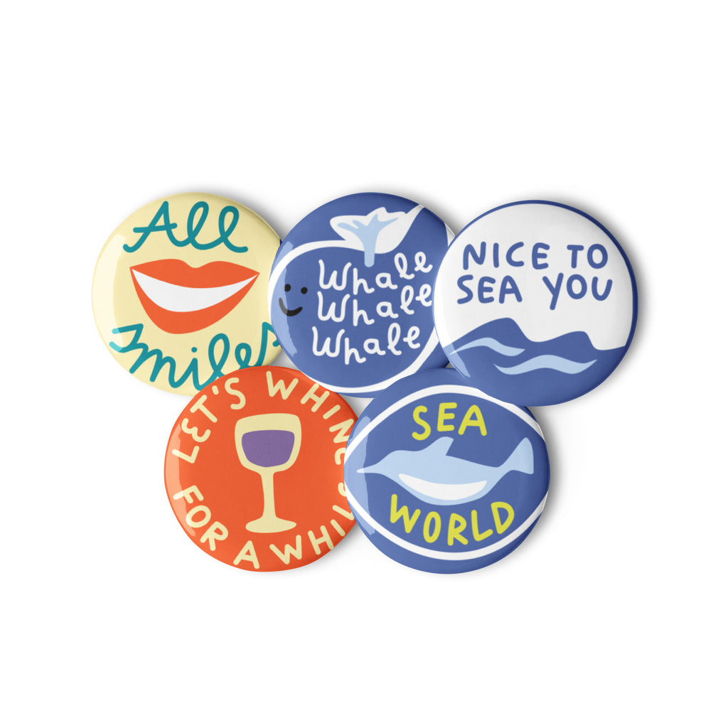 Vintage Design Set of Pin Buttons - Snugoma