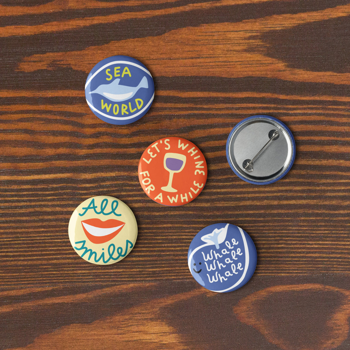 Vintage Design Set of Pin Buttons - Snugoma
