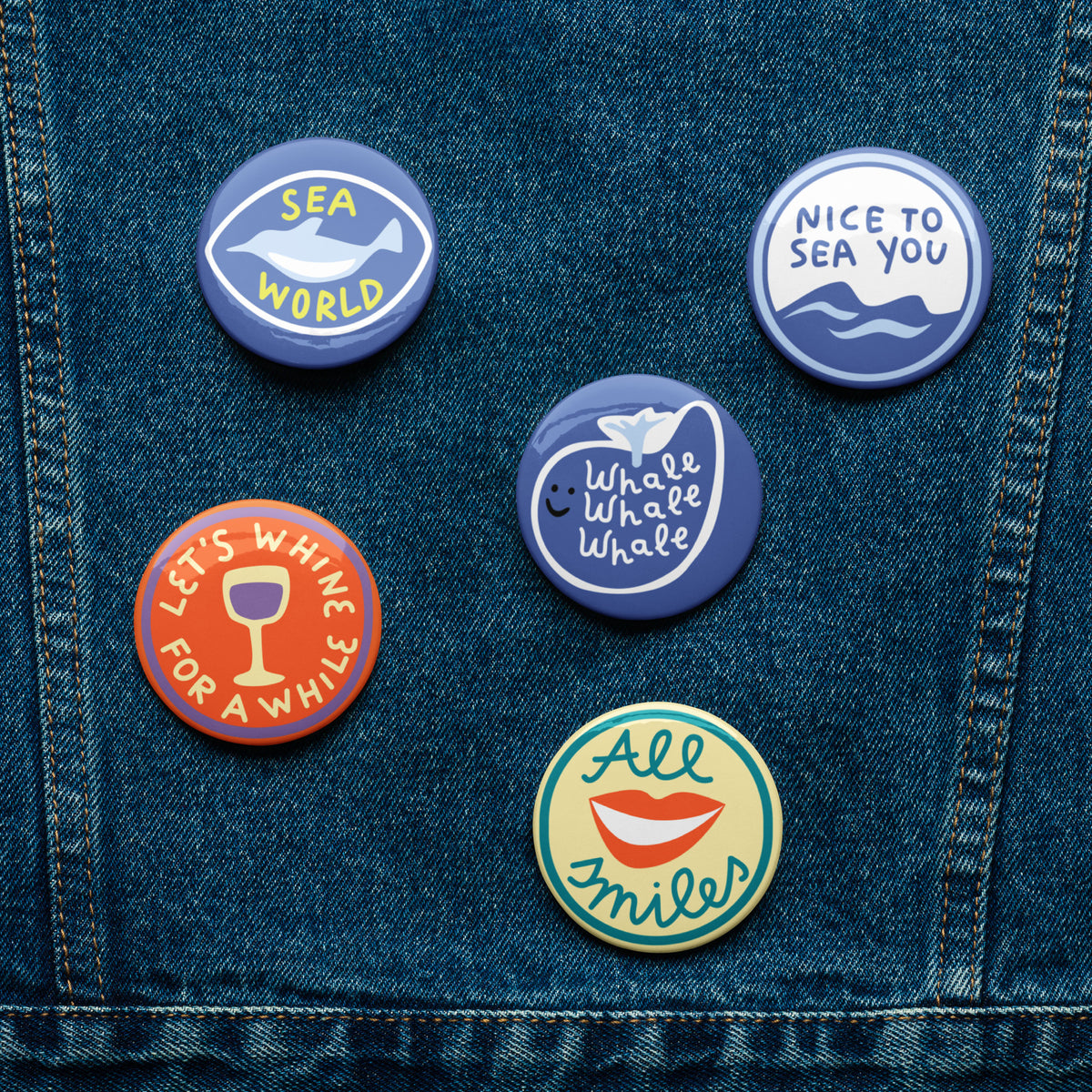 Vintage Design Set of Pin Buttons - Snugoma