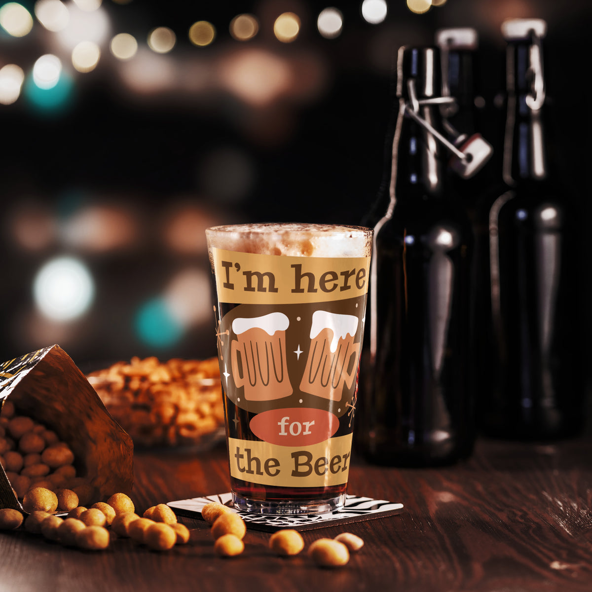 Here for the Beer Shaker Pint Glass - Snugoma