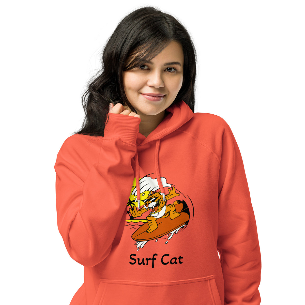 Surf Cat Eco Raglan Hoodie - Snugoma