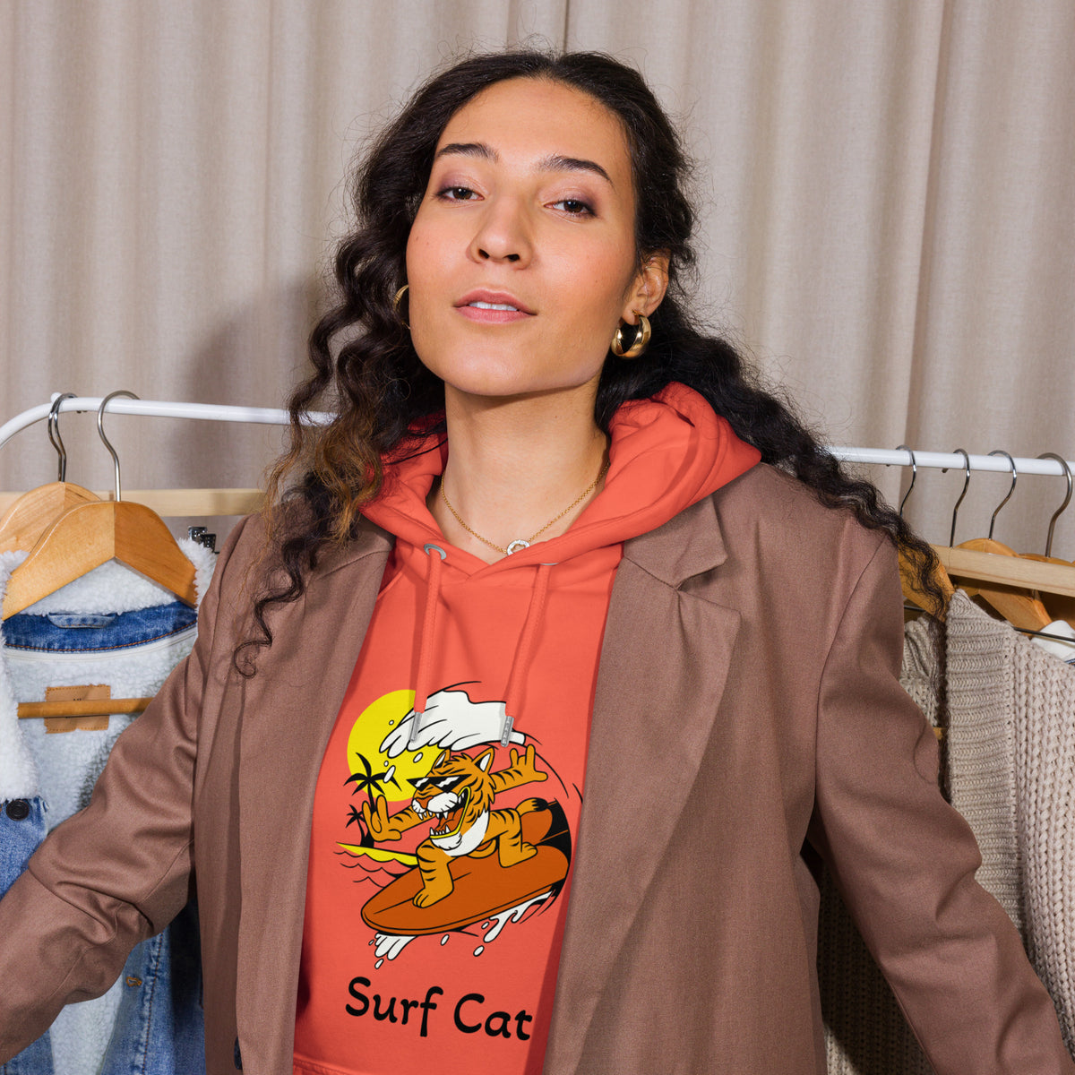 Surf Cat Eco Raglan Hoodie - Snugoma