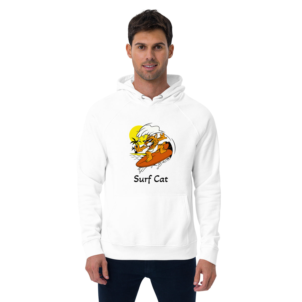 Surf Cat Eco Raglan Hoodie - Snugoma