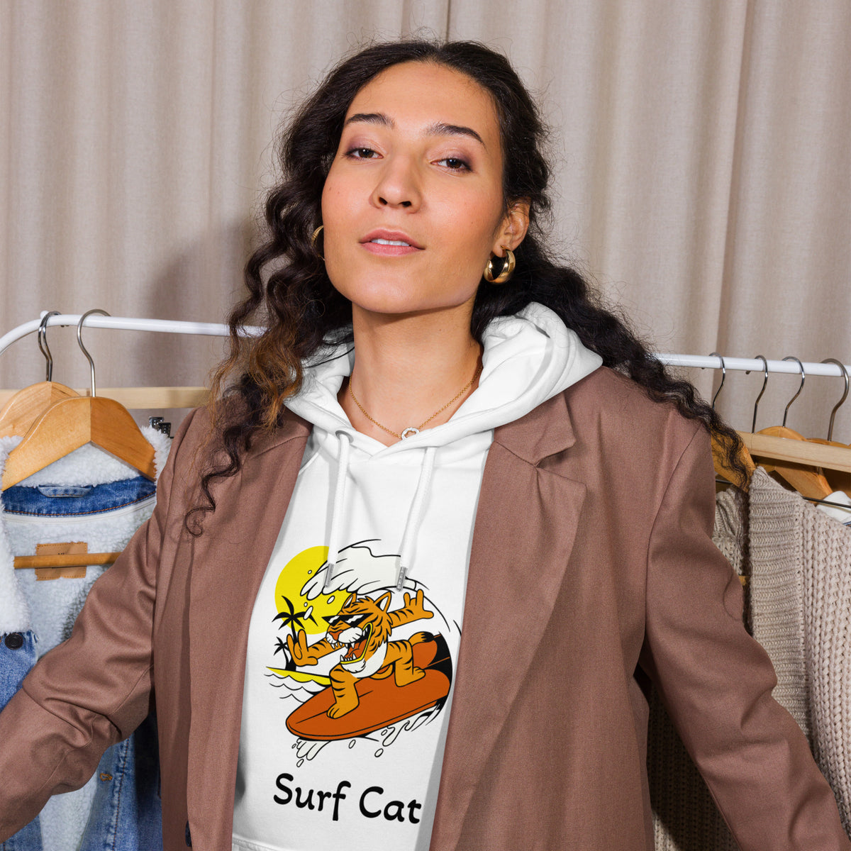 Surf Cat Eco Raglan Hoodie - Snugoma